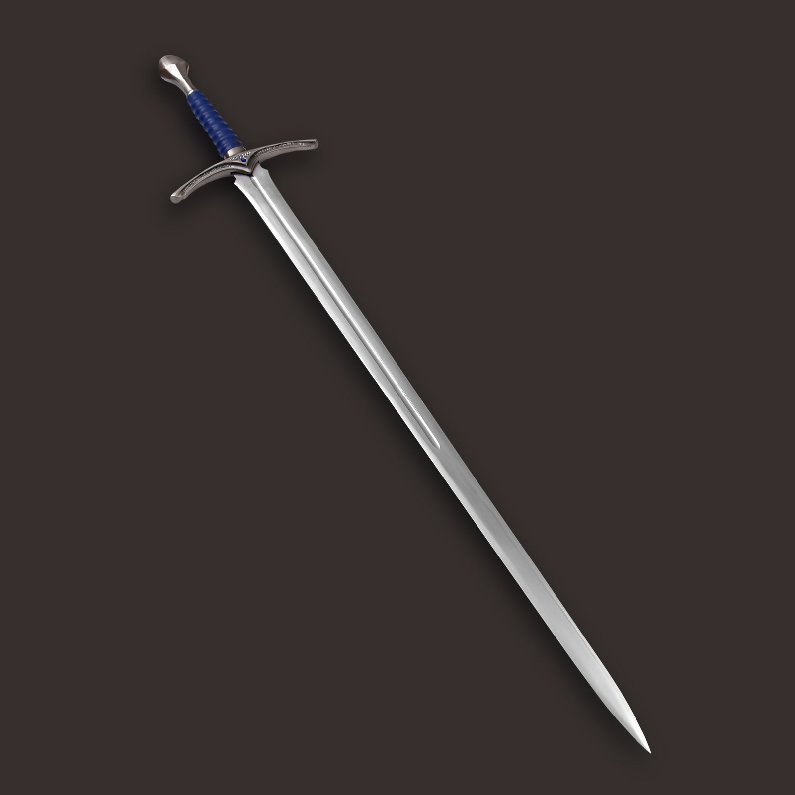 Handmade 40" High Carbon Steel Medieval Longsword, Blue Leather Grip