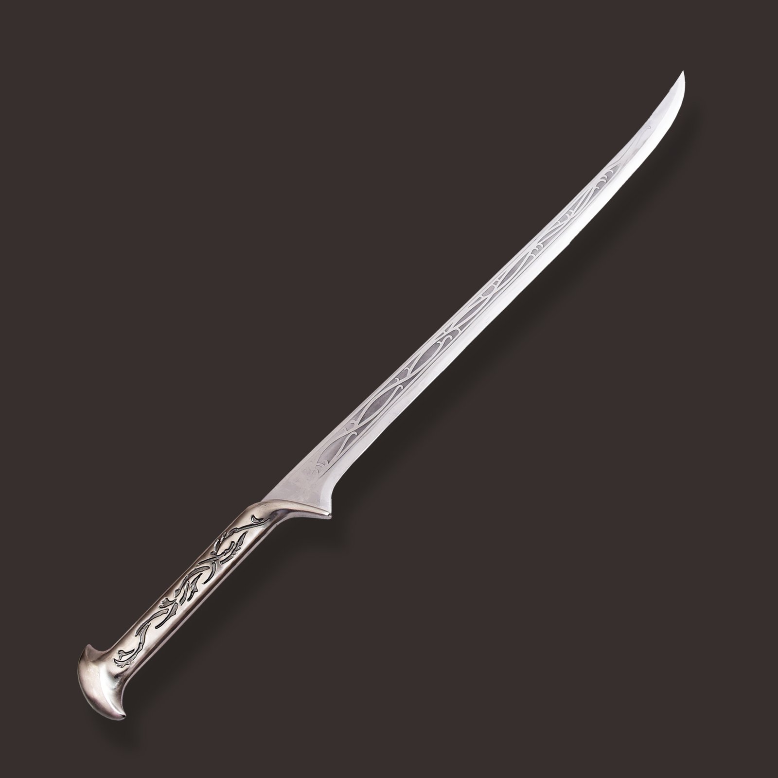 Handmade 22'' Stainless Steel Fantasy Elven Dagger - Collectible Short Sword with Engraved Vine Handle and Blade