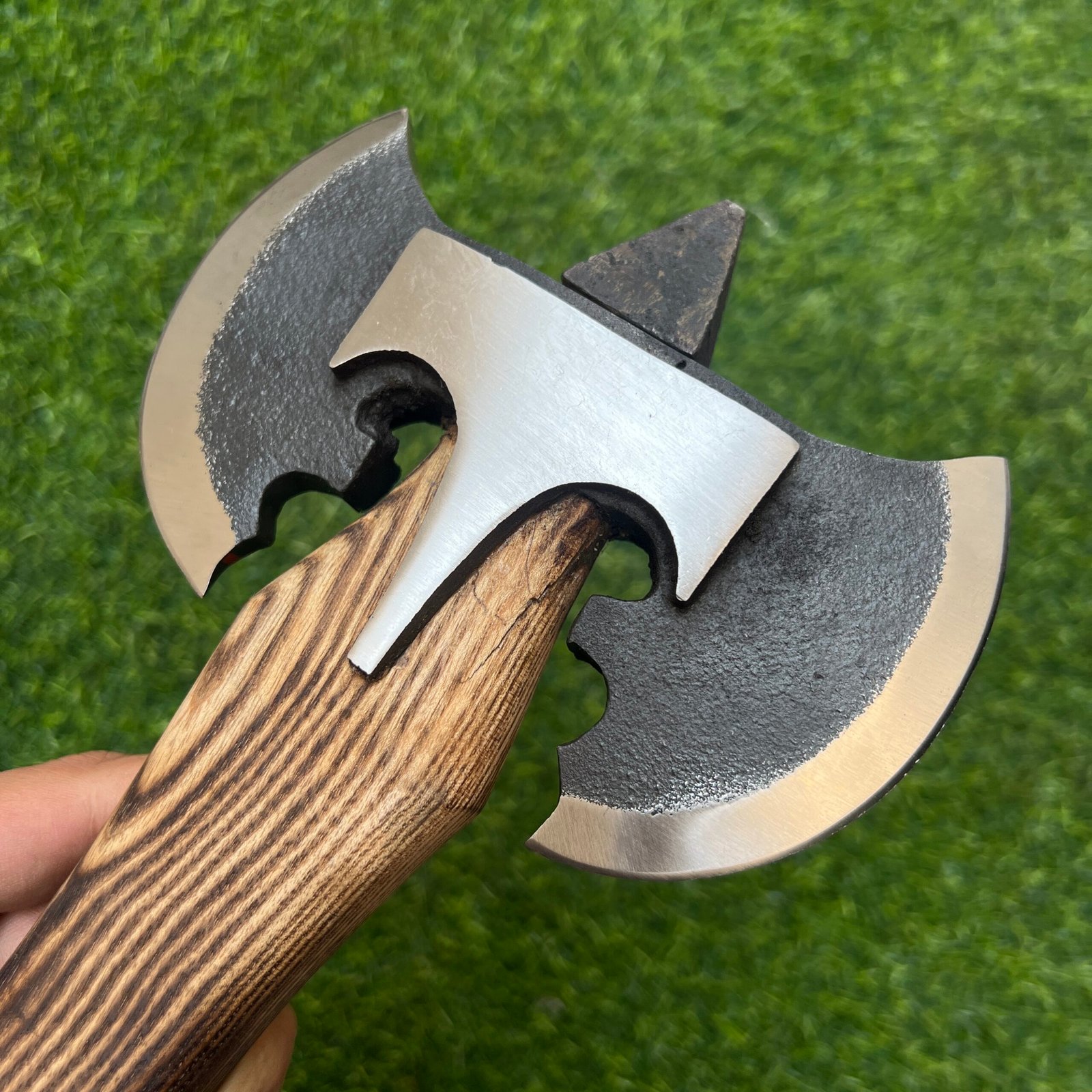 Handmade Carbon Steel Bearded Axe, Small Tomahawk, Ash Wood Handle